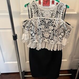 Tadashi Shoji Black and White Lace Dress